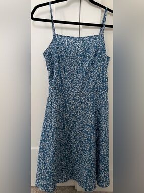 SHEIN Blue White Ditsy Floral Spaghetti Strap Camisole Dress